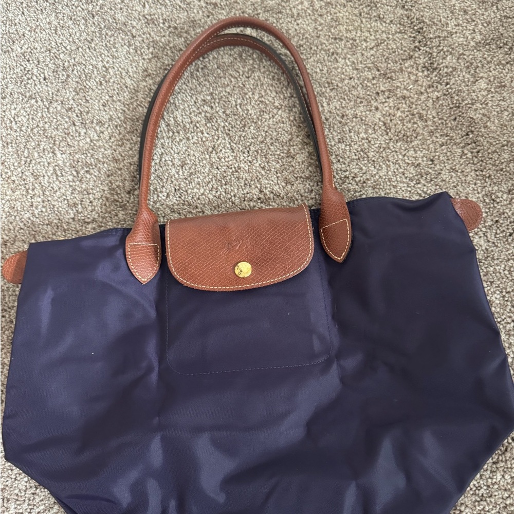 Longchamp Le Pliage Medium Deep Purple Tote Bag